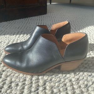 Black leather Madewell booties.